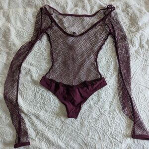 Victoria's Secret Plum Mesh Bodysuit